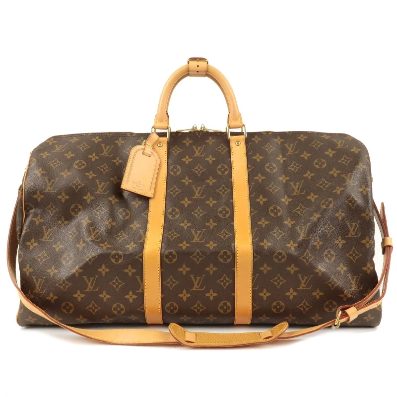 Louis Vuitton tote bags with a double - handle and shoulder - strap optionLouis Vuitton Monogram Keep All Bandouliere 55 Boston Bag M41414