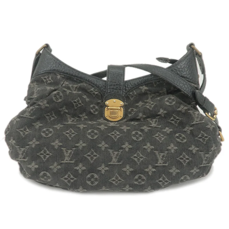 Louis Vuitton crossbody bags in a bold red color for a statementLouis Vuitton Monogram Denim XS Shoulder Bag Noir M95608