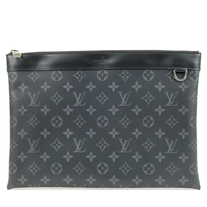 Louis Vuitton Alma bags with a monogram - embossed leather surfaceLouis Vuitton Monogram Eclipse Pochette Discovery Clutch M62291