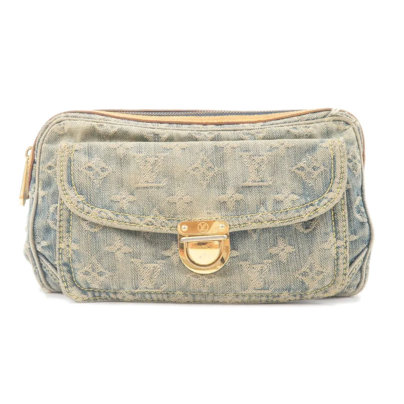 Louis Vuitton bags with a front - zip pocket for small items like keysLouis Vuitton Monogram Denim Bumbag Waist Bag Blue M95347