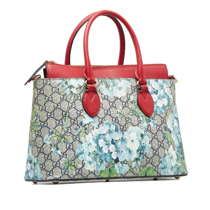 Women Gucci bags with a chain - link trim and a leather bodyGucci Small GG Supreme Blooms Linea A Tote (SHG-tw2bJF)