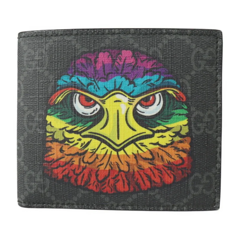 Gucci backpacks for women with a multi - pocket designGucci coin wallet folio 451266 GG Supreme canvas gray multicolor eagle bird