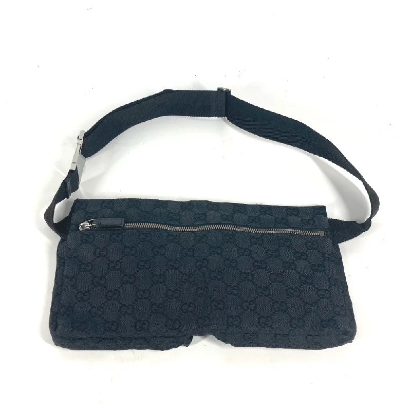 Women Gucci bags with a zip - around closure for securityGUCCI Waist bag 28566 GG canvas black GG canvas W pocket mens Used