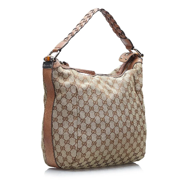 Medium - sized Women Gucci handbags for everyday useGucci GG Canvas Bamboo Bar Hobo (oJqkMt)