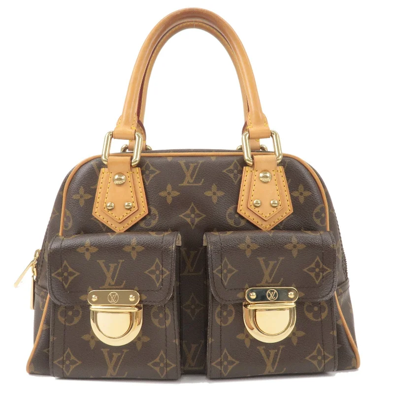 Louis Vuitton crossbody bags in a bold red color for a statementLouis Vuitton Monogram Manhattan PM Hand Bag Brown M40026