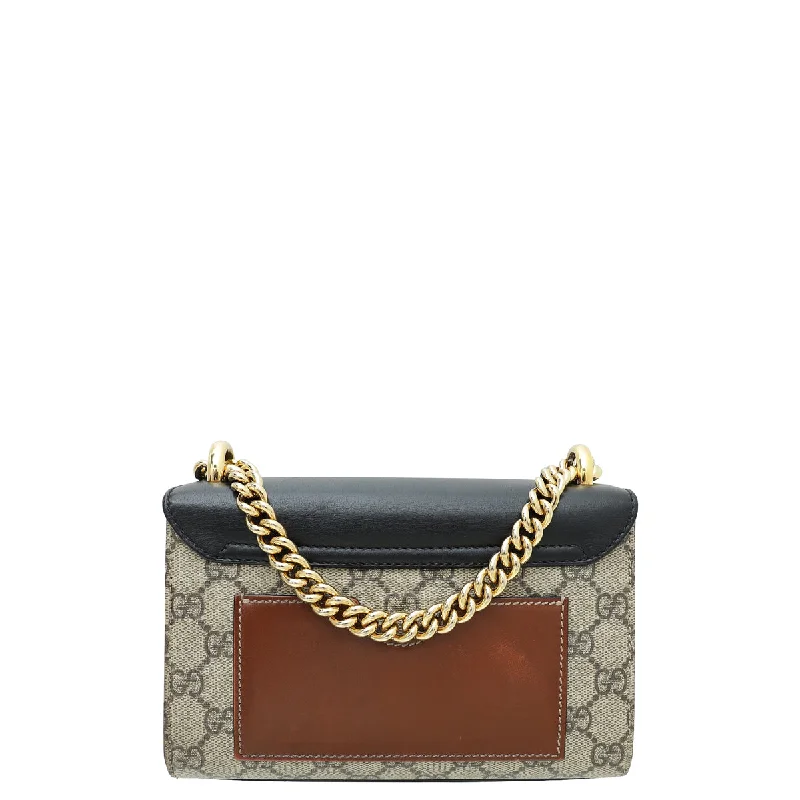 Women Gucci bags with a zip - around closure for securityGucci Tricolor GG Supreme Padlock Small Shoulder Bag