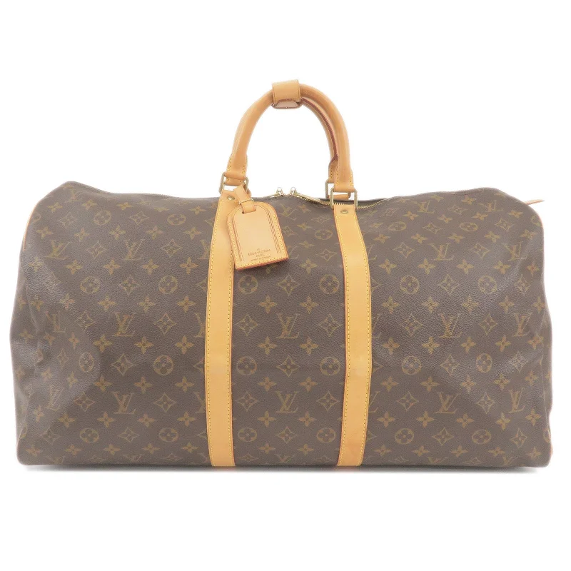 Louis Vuitton bags with a front - zip pocket for small items like keysLouis Vuitton Monogram Keep All 55 Boston Bag M41424