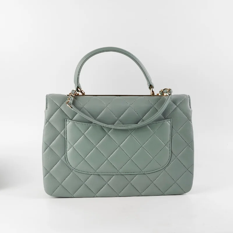 Chanel bags with iconic stitching detailsChanel Large Trendy CC Top Handle Blue/Green