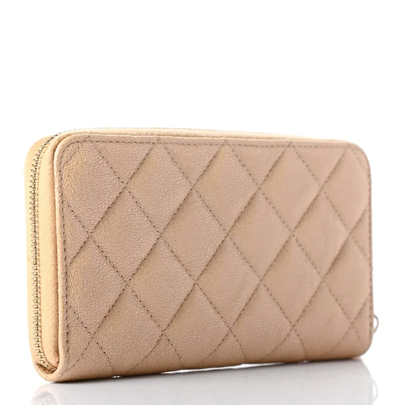 Chanel bags with leather and tweed combinationsCHANEL Iridescent Caviar Quilted Leather Wallet