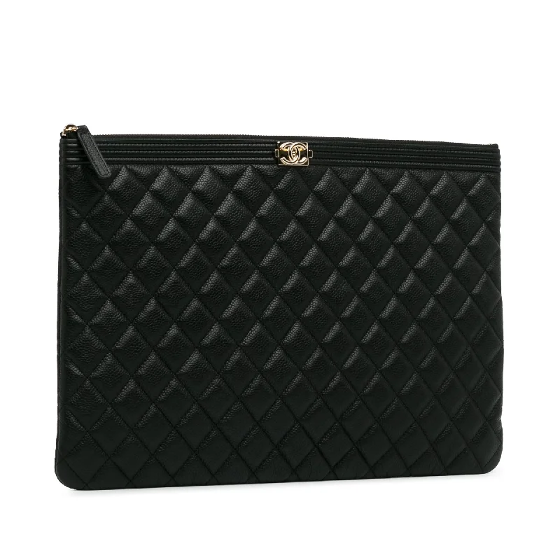 Chanel bags with modern touchesChanel Large Quilted Caviar Boy O Case Clutch (AMsEwy)