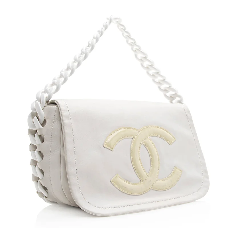 Chanel bags with chain and leather strap combinationsChanel Leather Modern Chain Flap Shoulder Bag (20393)