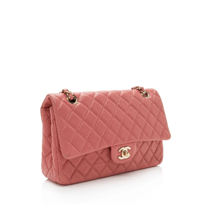 Chanel bags with iconic stitching detailsChanel Limited Edition Lambskin Valentine Classic Medium Single Flap Bag (M2VY9h)