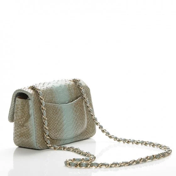 Chanel bags with gold, silver, and pearl accentsCHANEL PYTHON MEDIUM CLASSIC DOUBLE FLAP BAG