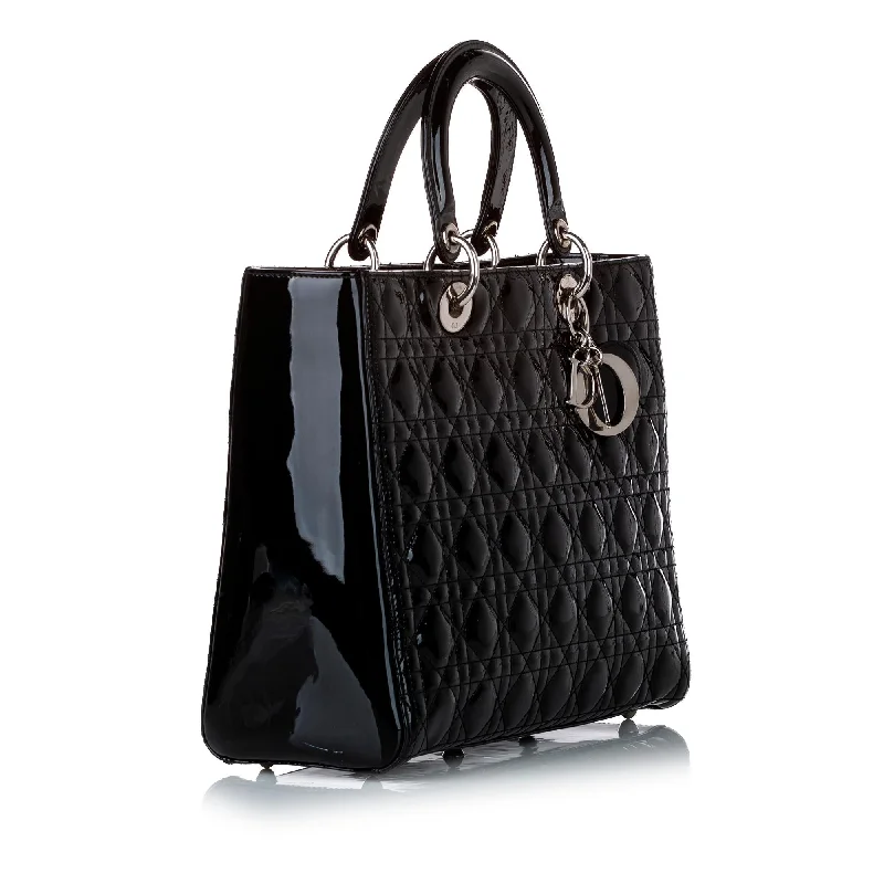 Chanel bags with leather and tweed combinationsFashion - forward Christian Dior tote bags for the modern womanDior Cannage Lady Dior Patent Leather Satchel (29201)