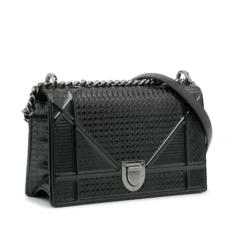 Chanel bags available at online luxury retaileChristian Dior Saddle bags with a studded trim for a bold lookDior Microcannage Diorama Patent Leather Crossbody (HT2Mut)