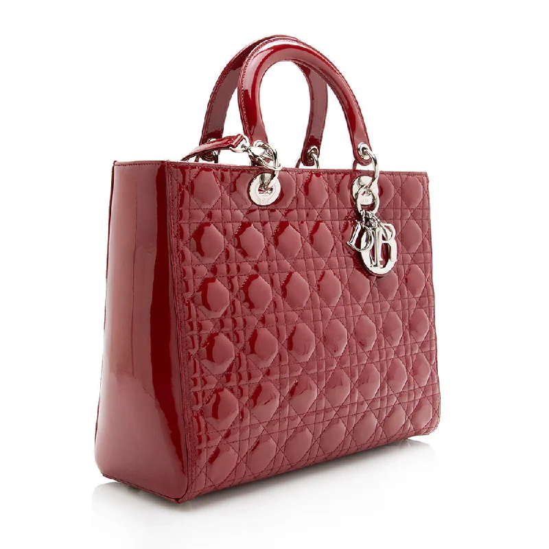 Chanel Luxury Handbag for High - End EventsChristian Dior Saddle bags with a studded trim for a bold lookDior Patent Leather Lady Dior Large Tote (17791)