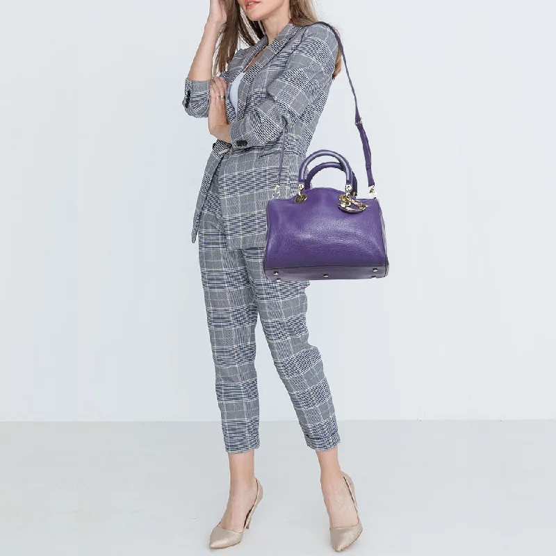 Chanel All - Match Handbag for Versatile StylingChristian Dior tote bags with a printed Dior logo on the frontDIOR Purple Leather issimo Bowler Bag