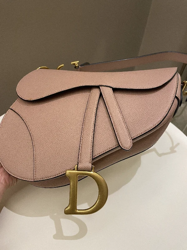 Chanel bags with iconic stitching detailsChristian Dior crossbody bags with a front - flap pocket for easy accessDior Saddle Bag Nude Blush Grainy Leather