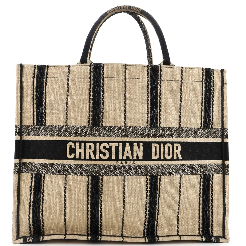 Chanel bags for women who appreciate fine craftsmanshipHigh - fashion Christian Dior bags with a geometric patternBook Tote Bayadere Stripe Embroidered Canvas Large