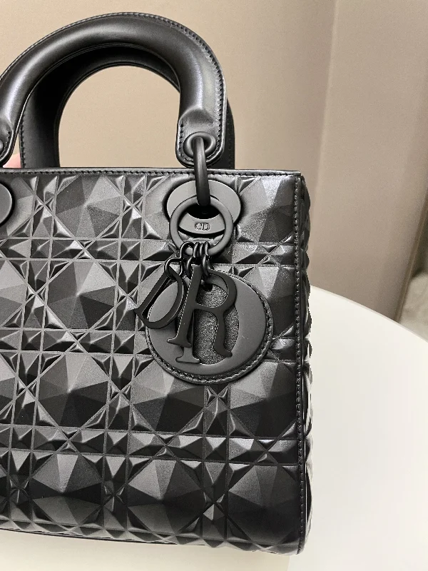 Chanel bags with iconic gold chainsChristian Dior bags with a side - pocket for holding a water bottleDior My ABC Lady Dior Black Cannage Calfskin Diamond Motif